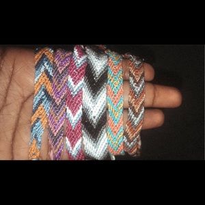 multicolored friendship bracelets.